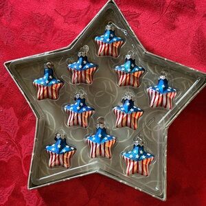 Department 56 Set of Ten Glass Patriotic Star Mini Ornaments